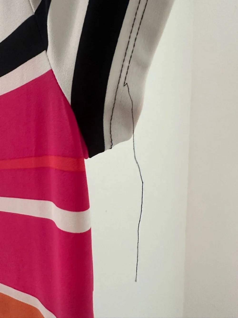 Calvin Klein Colorblock Stripe A-Line Dress | Short Sleeve Stretch | Size M - Picture 5 of 6